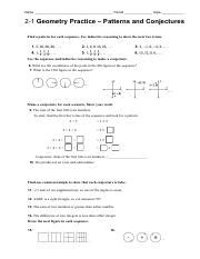 2-1 Geometry Practice Patterns And Conjectures Answers