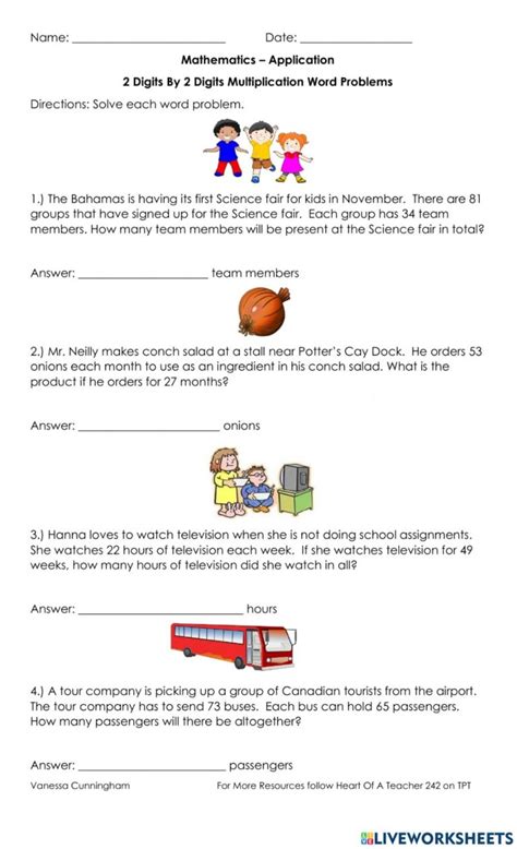 Math Worksheets For Grade 2 Multiplication Word Problems kidsworksheetfun