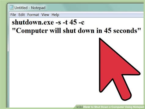 2. Shutting Down Computer Using Notepad