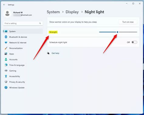 2. Adjust Night Light Strength