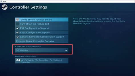 2. Change Controller Shutdown Time (in Steam)