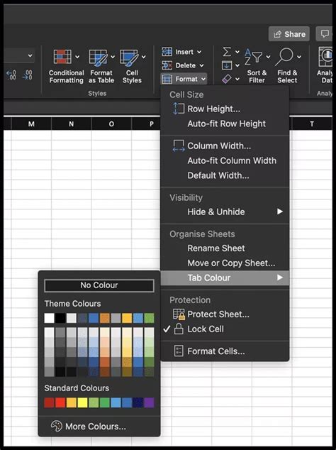 2. Change Worksheet Tab Color from Home Tab