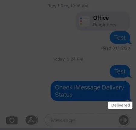 2. Check iMessage delivery status