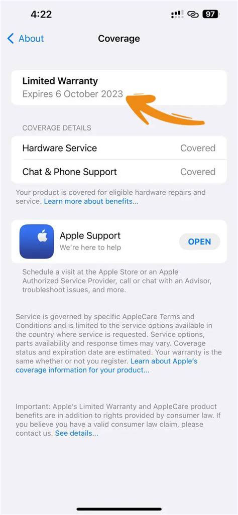 2. Check iPhone Warranty Using the Apple Support App