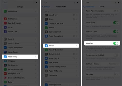 2. Check if vibration is enabled for touch response