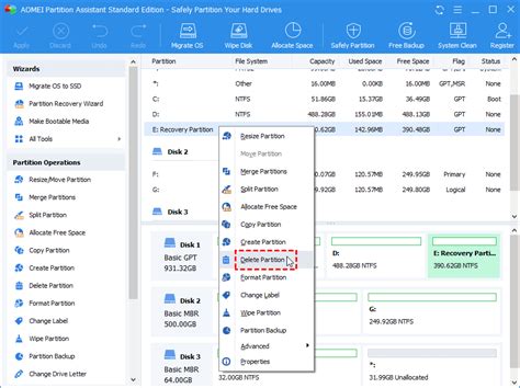 2. Delete the Recovery Partition