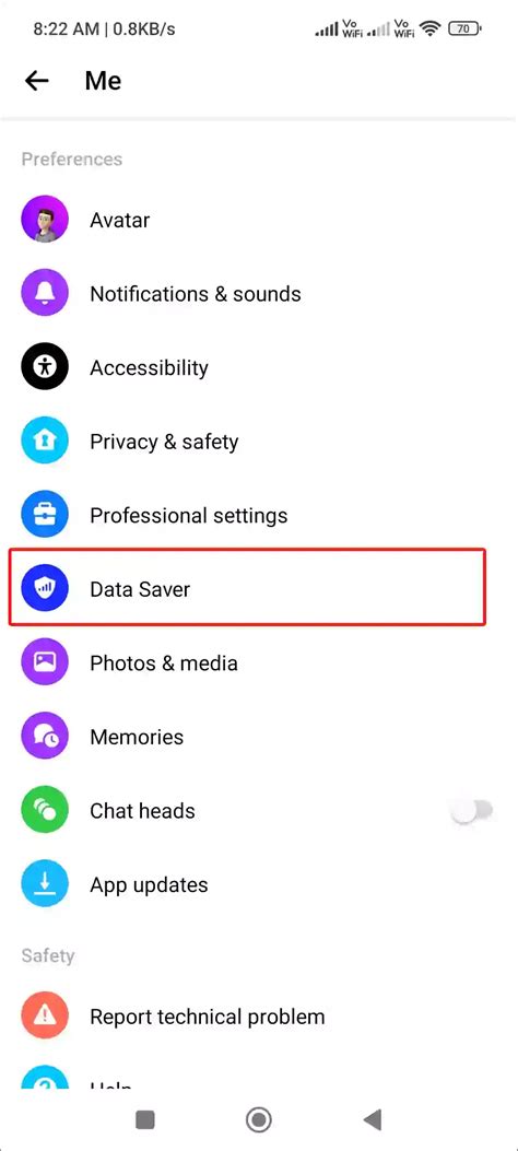 2. Disable Data Saver Mode from Messenger