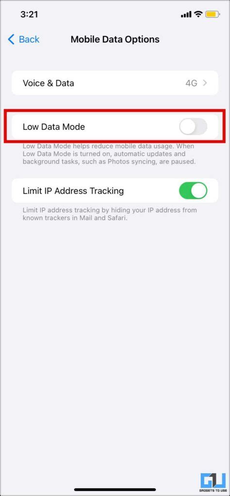 2. Disable Low Data Mode