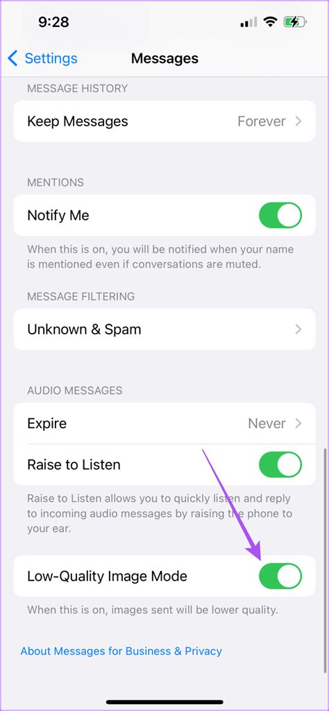 2. Disable Low-Quality Image Mode in iMessage Settings