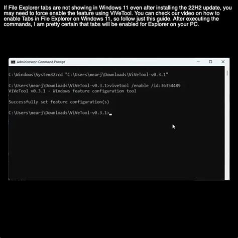 2. Force Enable Tabs in File Explorer With ViVeTool