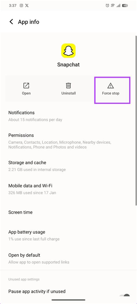 2. Force stop and reopen Snapchat
