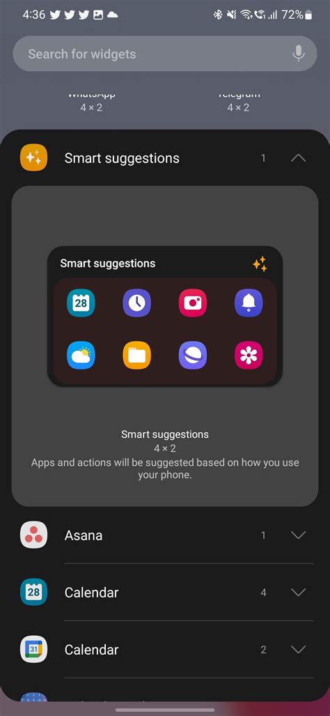 2. Widget suggestions
