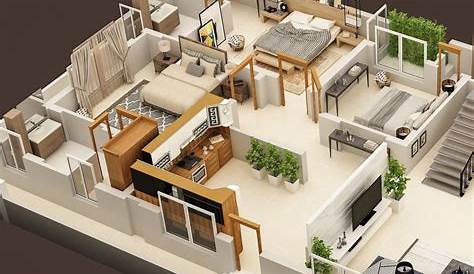 20 30 House Plans 3d Ground Floor Plan For X Feet Plot 3BHK (600 Square Feet
