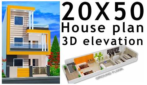 20X50 House Plan with 3D interior & Elevation