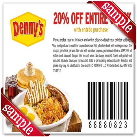 DENNY’S Coupon to Save 20 off Entire Guest Check! Dennys coupons
