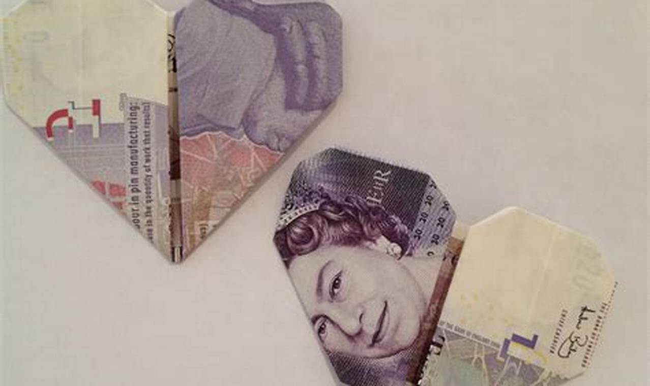 20 pound note origami heart