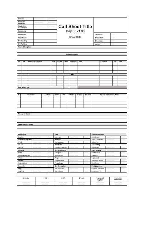 20+ Call Sheet - PDF, Word, Apple Pages
