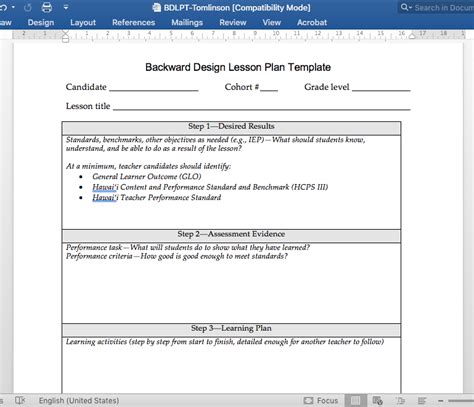 20 Backward Design Lesson Plan Template