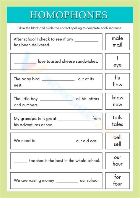 20 Homophones Worksheets 2nd Grade | Worksheet From Home