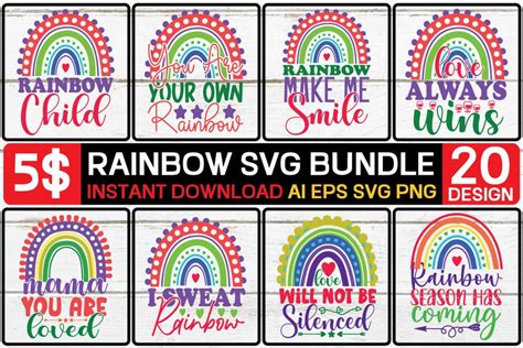 Download 20 Rainbow Svg Bundle Cut File Commercial Use DXF Files
