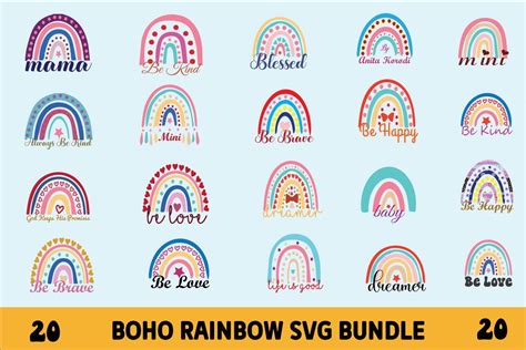 Download 20 Rainbow Svg Bundle Cut File Silhouette DXF Files