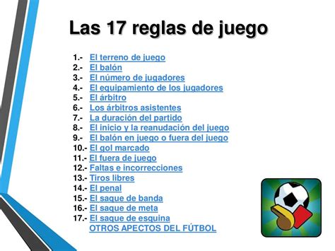 20 reglas del futbol