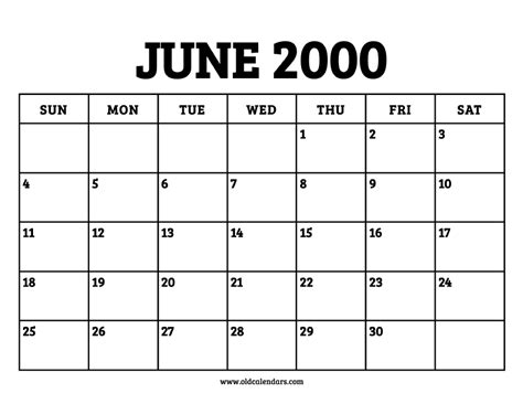 2000 Calendar June
