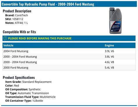 2000 Mustang Convertible Top Hydraulic Fluid