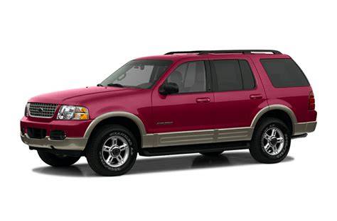 Front view of a 2002 Ford Explorer parked on a scenic road