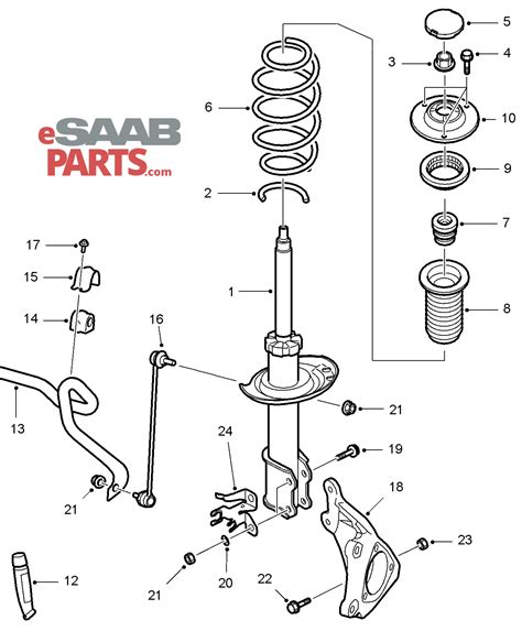 2007 saab 9-5 front end parts schematic