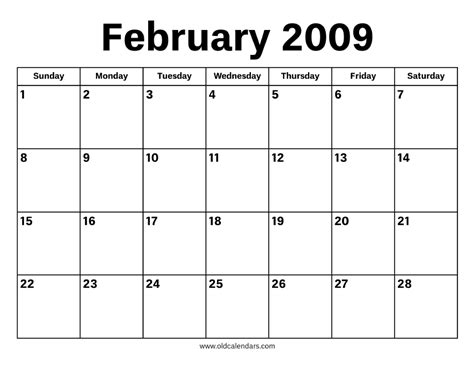 2009 Feb Calendar