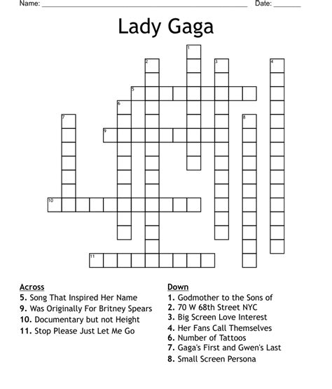 2009 song by lady gaga crossword