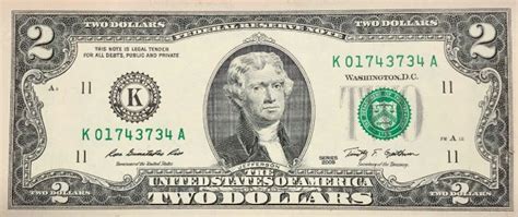 2009 two dollar bill value