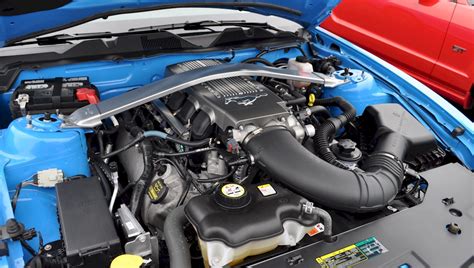 Close-up of a 2010 Ford Mustang engine