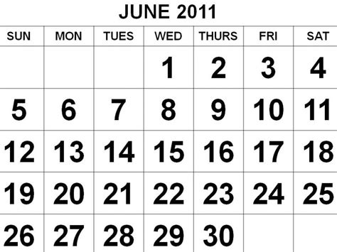 2011 Calendar June