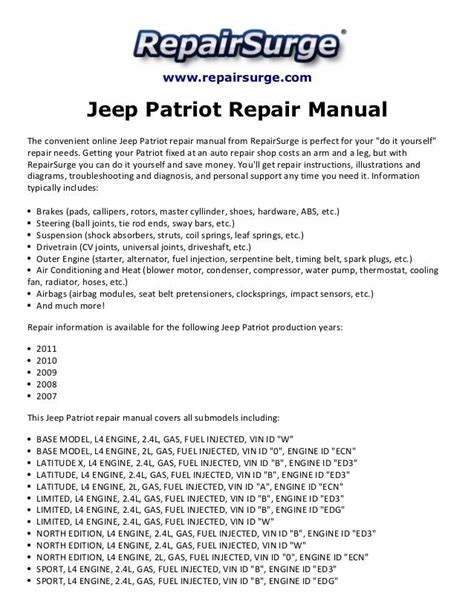 2011 jeep patriot service manual