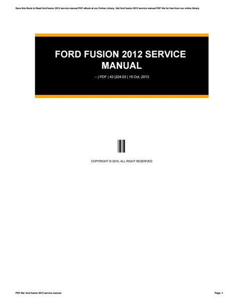2012 ford fusion service manual pdf