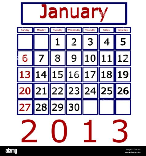2013 Calendar January