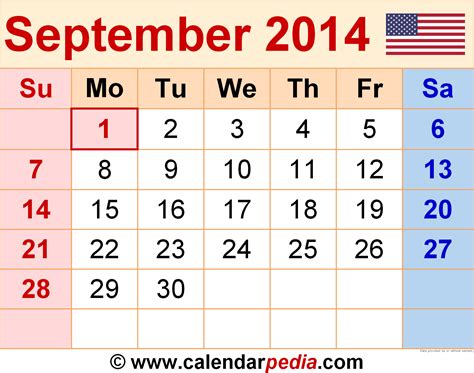 2014 Calendar September