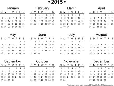 2015 Blank Calendar Template
