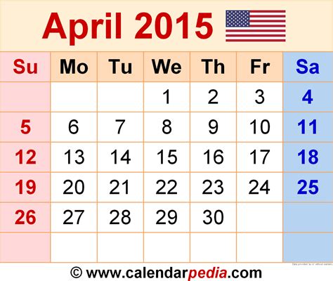 2015 April Calendar