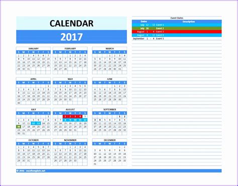 2015 Calendar Excel Download 16 free printable templates (.xlsx)
