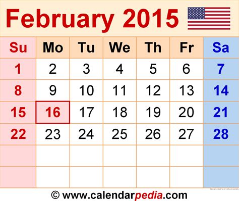 2015 February Calendar