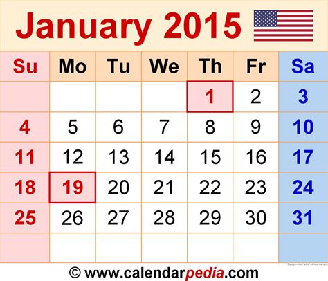 2015 January Calendar