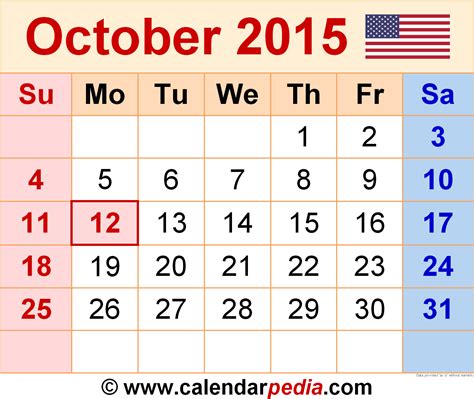 2015 Oct Calendar