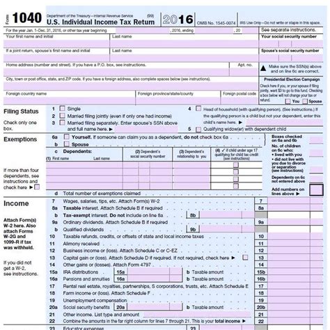 2016 irs tax forms and instructions