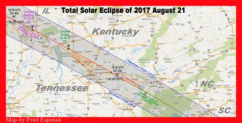 2017 Solar Eclipse Path Tennessee Map