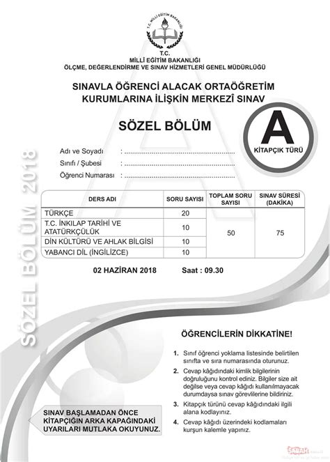 2018 LGS Matematik soruları ve cevap anahtarı Yeni Şafak