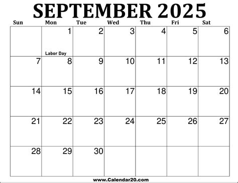 2018 September Printable Calendar