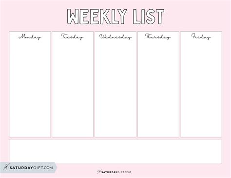 2018 Weekly Printable Calendar